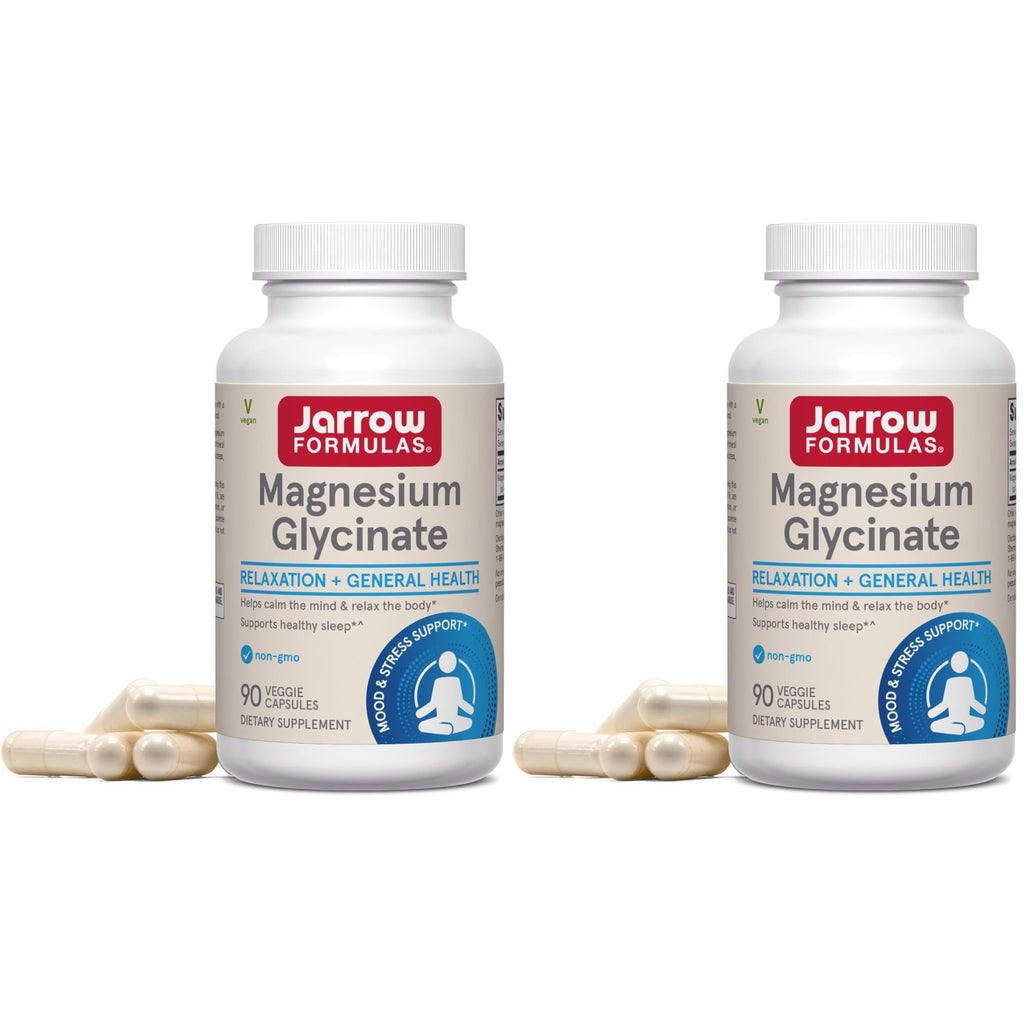 Jarrow Magnesium Glycinate, Support Relaxation & Healthy Sleep, 90 Capsules | 360mg per Serving, 90 Veggie Capsules, 30 Day Supply, Bioavailable Form of Magnesium, Gentle on Stomach