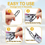 Snap Swivels Fishing Speed Clips for Quick Change, 70pcs Fishing Power Clips Barrel Swivels High Strength Clips Snap Freshwater Saltwater Popper Crankbait Lures Quick Snaps Connectors 6 Sizes