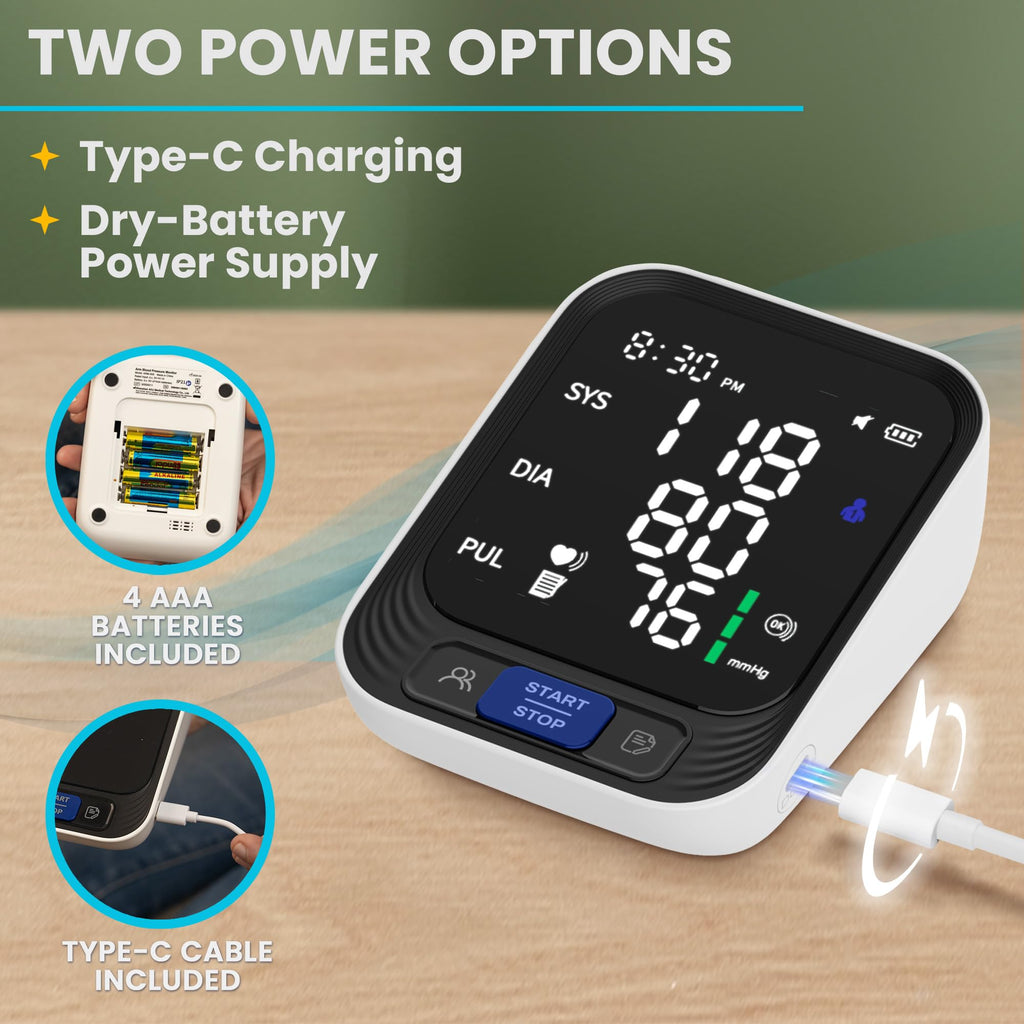 Blood Pressure Monitor - Automatic Blood Pressure Machine for Home Use - Large Color Screen and Large Adjustable Cuff for Reliable Readings