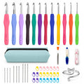 Crochet Hooks 12 Sizes Crochet Hook Set, 50 Pack Yarn Crochet Kit for Beginners, Knitting Needles with Ergonomic Handles for Arthritic Hands, Crochet Needle Kit with Blue Case for Crocheters