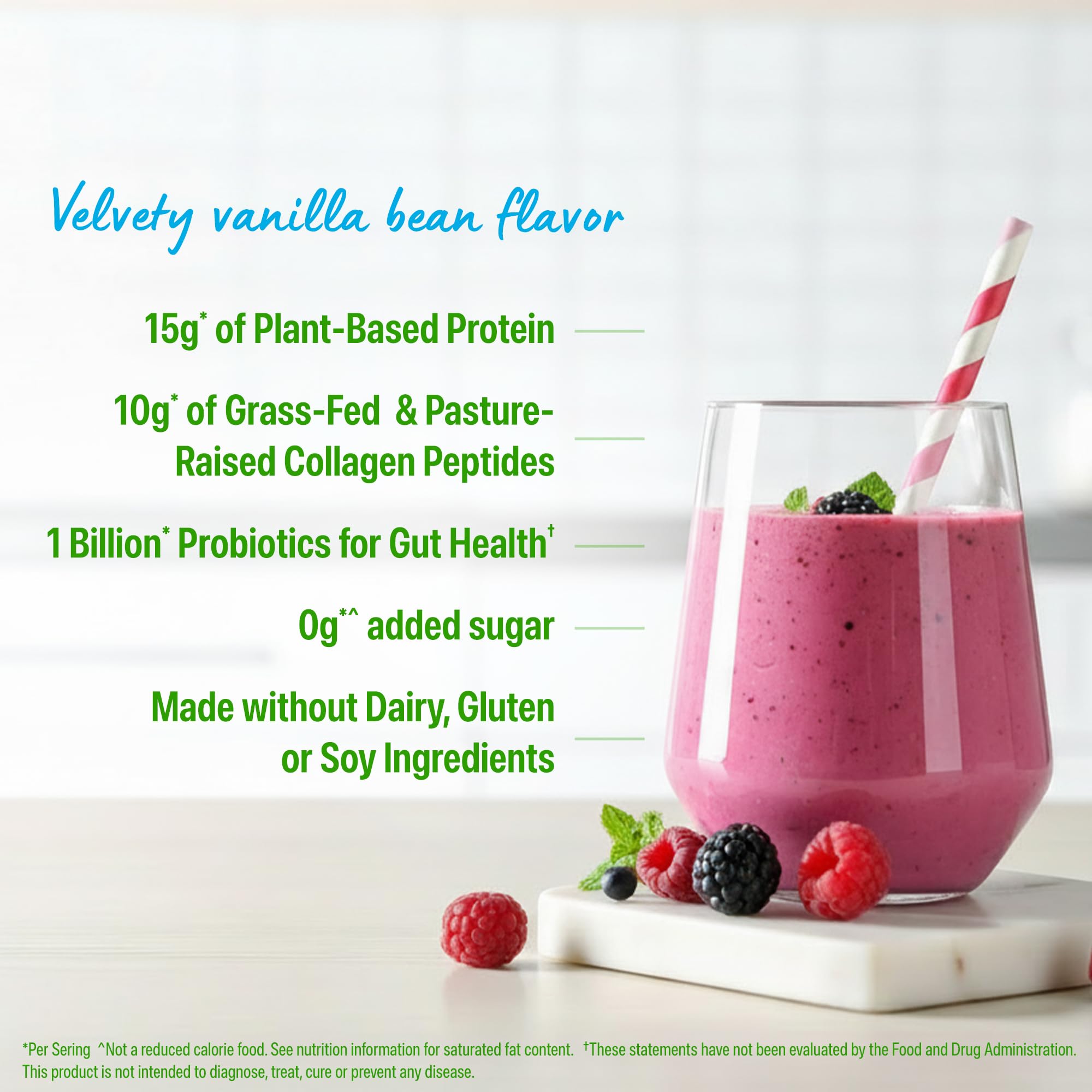 Orgain Organic 25g Protein + 10g Collagen Powder, Vanilla Bean, 1.6lb | Plant based protein with collagen peptides type I & III, 1B CFU probiotics, supports hair, skin, nails, joints & gut health