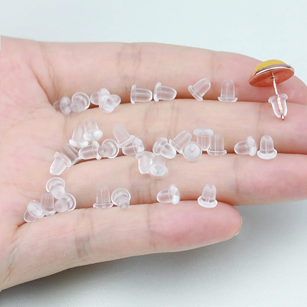 Silicone Earring Backs, 200 Pieces Clear Hypoallergenic Stoppers for Stud, Post, Hoop, Fishhook Earrings