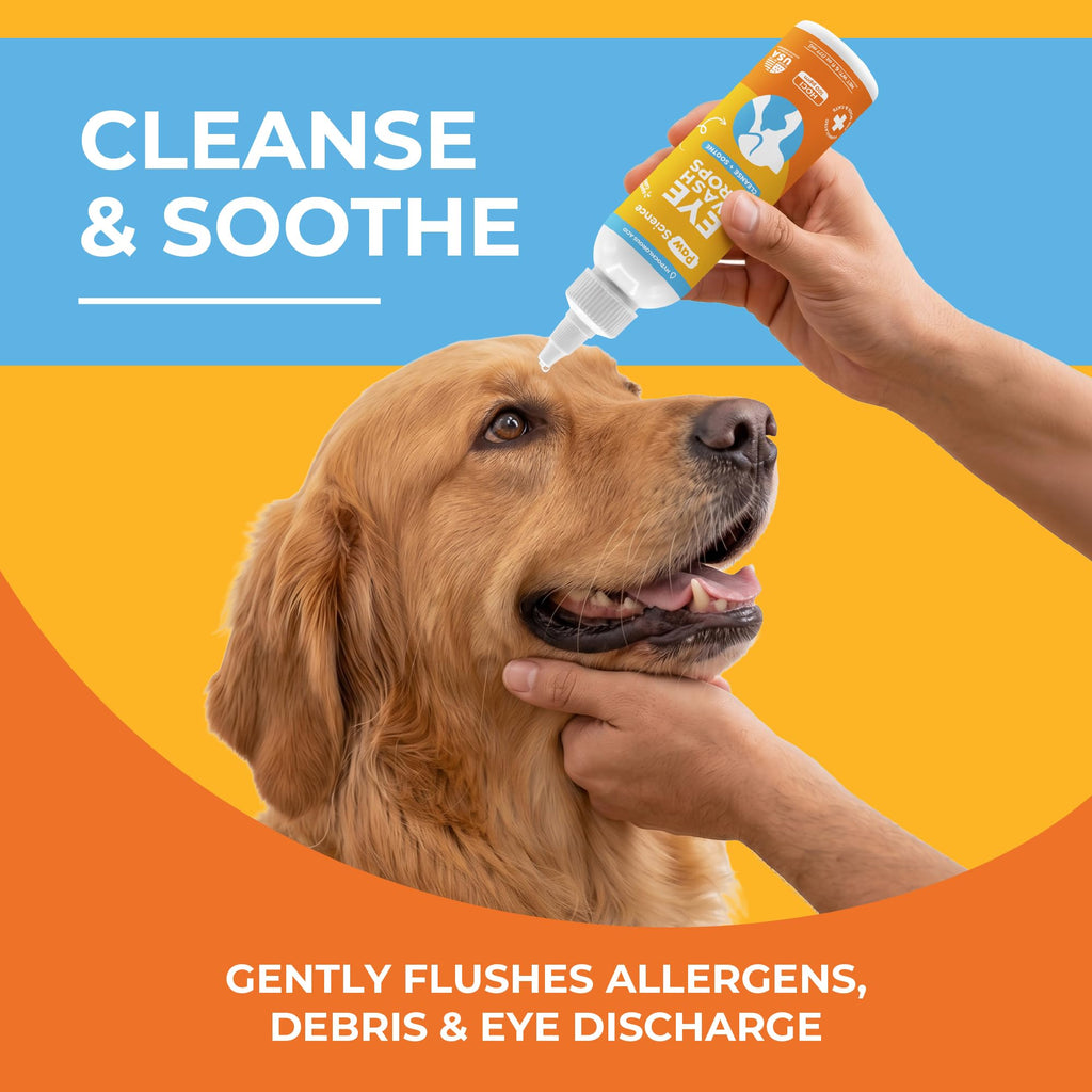 Dog Eye Drops & Wash for Dogs & Cats – Gentle Antimicrobial Eye Cleaner