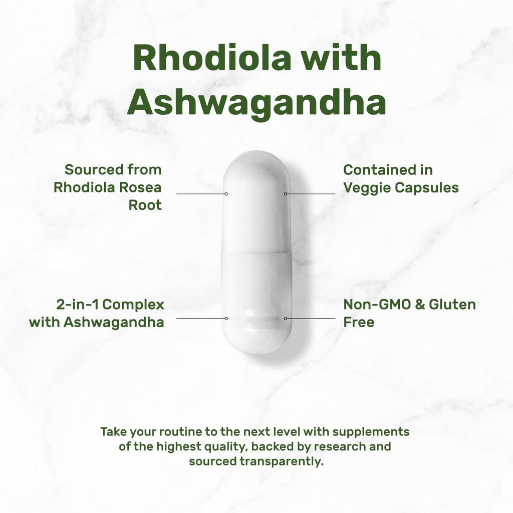 DEAL SUPPLEMENT Rhodiola Rosea & Ashwagandha, 240 Veggie Capsules