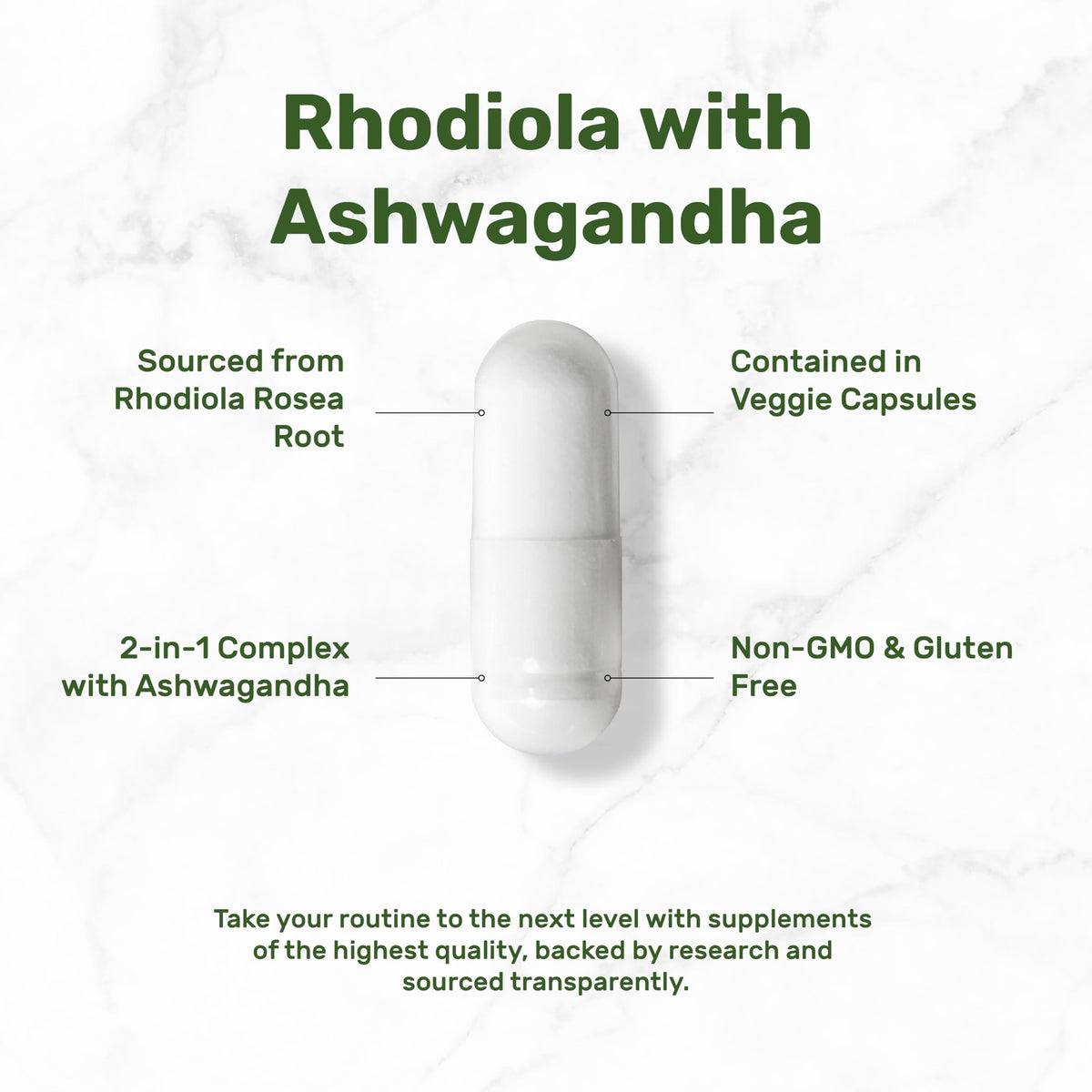 DEAL SUPPLEMENT Rhodiola Rosea & Ashwagandha, 240 Veggie Capsules
