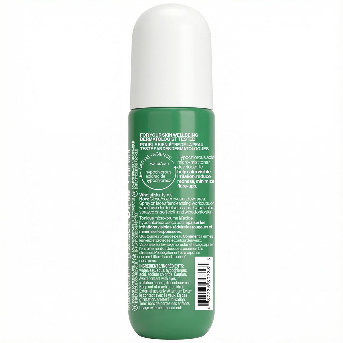 Pacifica Hypochlorous Acid Spray for Face and Skin; Barrier Defense Facial Mist | Soothe Redness, Acne, Eczema, Irritation | HOCl Non-Toxic Clean Formula Facial Cleanser Spray | Fragrance-Free, Vegan