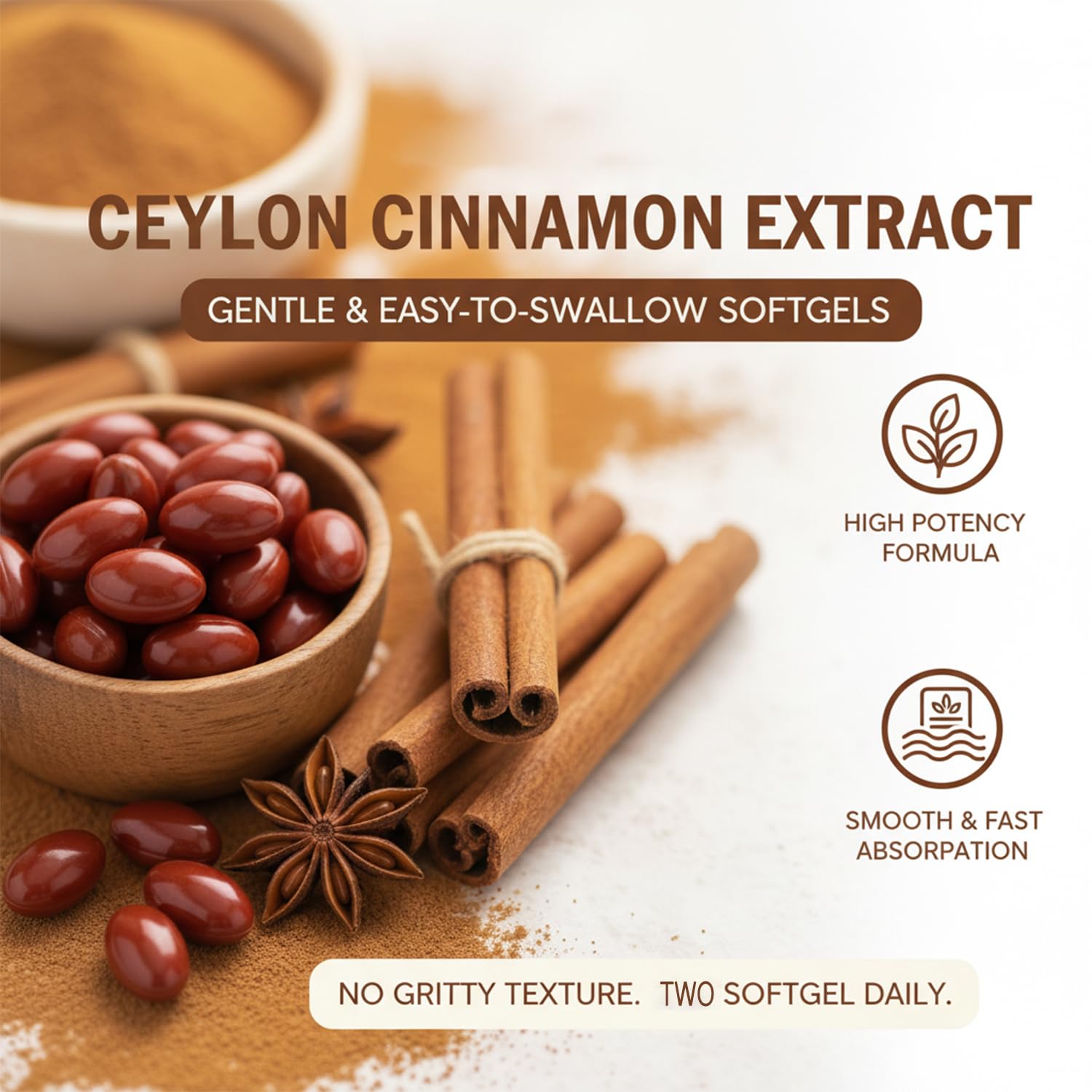 Metabolae Ceylon Cinnamon Extract Capsules with MCT Oil, 300 Softgels, 12:1 High Potency Extract, True Cinnamon Supplements, Non-GMO & Gluten Free, Easy-to-Swallow, Vegan Friendly