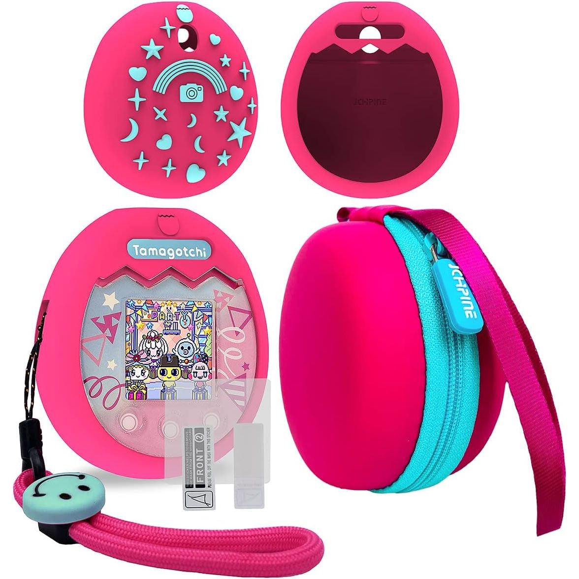 Buy now JCHPINE Hard Carrying Case and Silicone Cover Compatible with Tamagotchi Pix Interactive Virtual Pet Game Machine, Screen Film Protector for Tamagotchi Pix Accessories (Purple) Pink-Teal at indiglob india