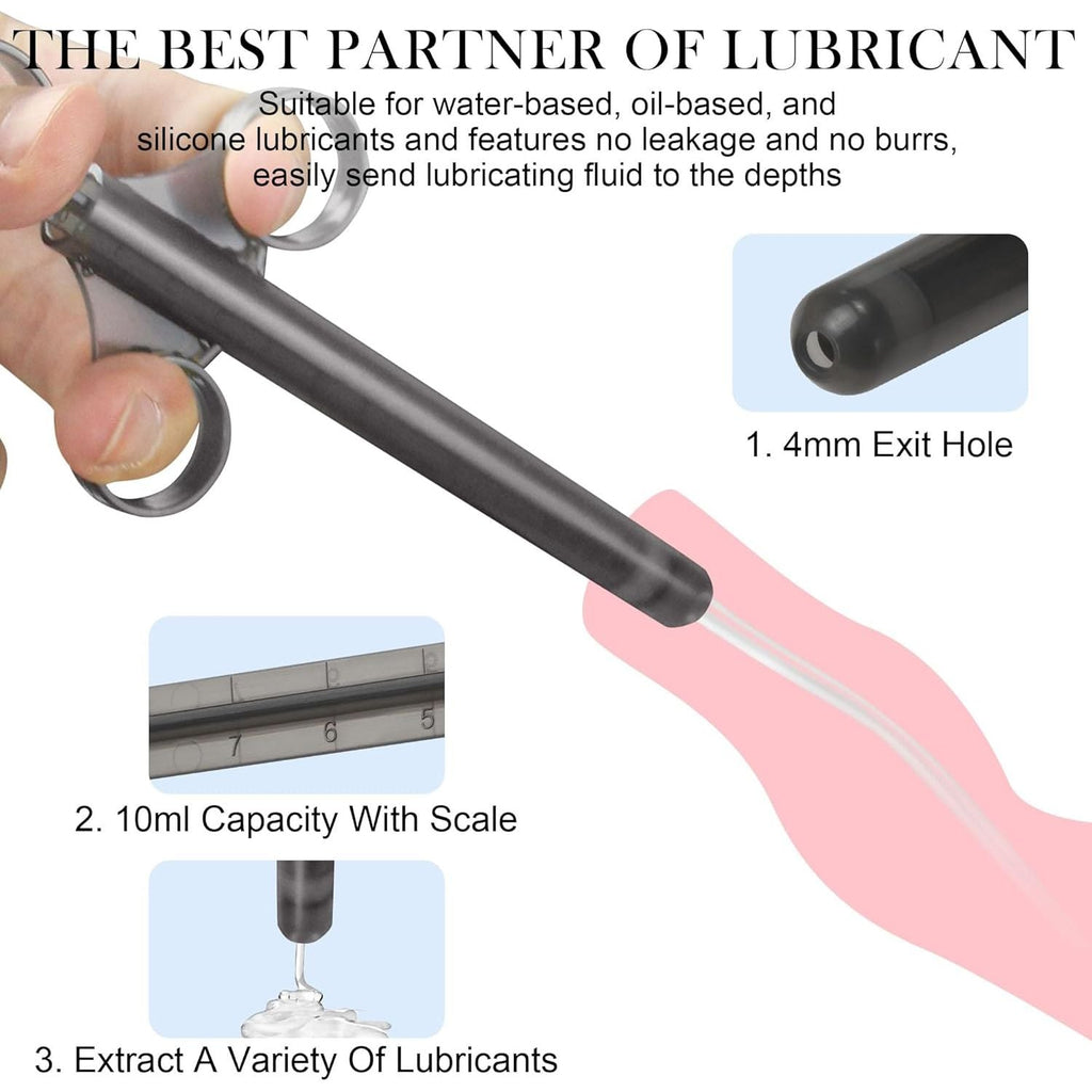 Buy now [2Pack+Storage Bag] Lube Applicator Syringe with 10ml Precise Scales, 6.5" Anal Lube Shooter with Air-Proof Silicone Cap Reusable Lubricant Tube Applicator for Women, Men & Couples, Black at indiglob india