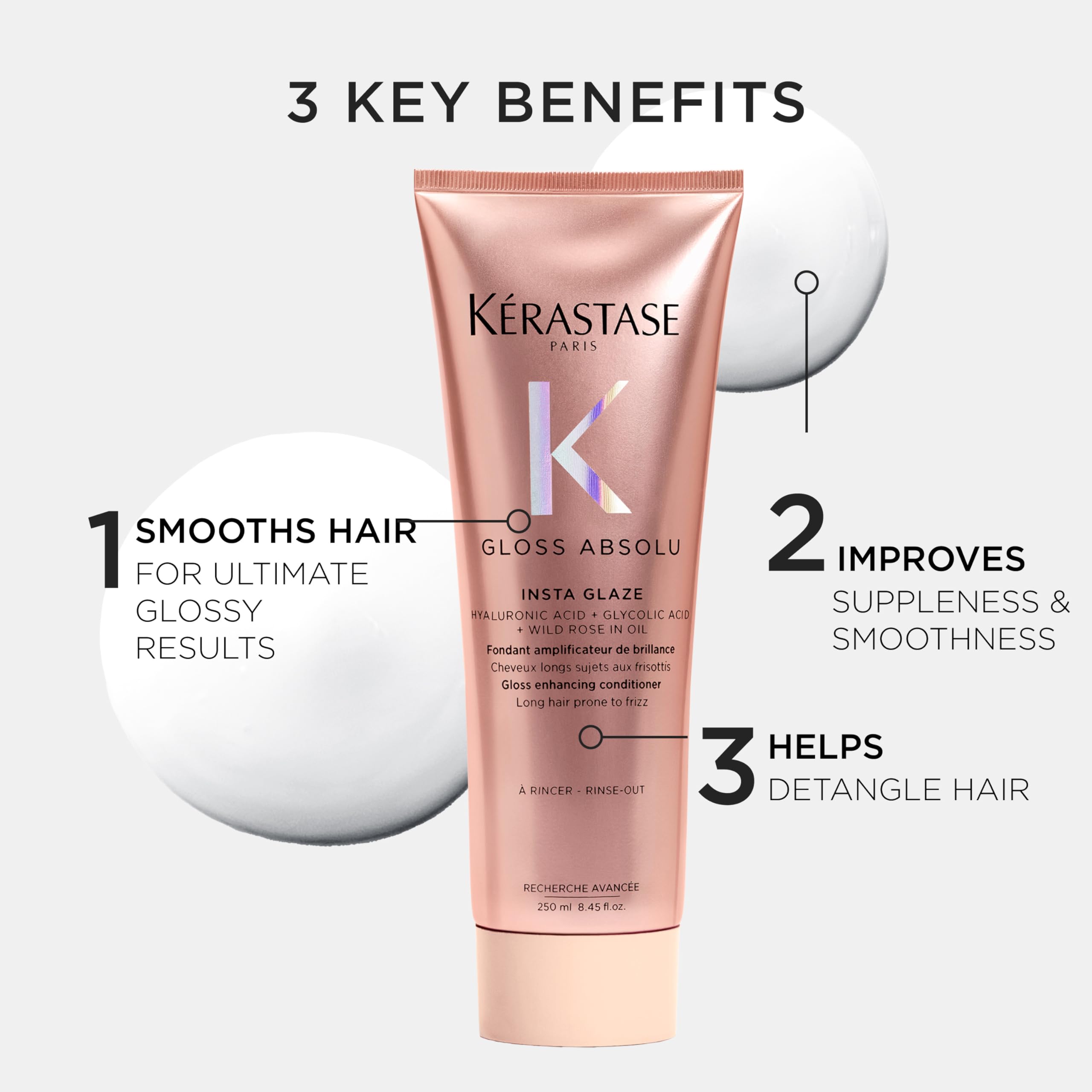 Kerastase Gloss Absolu High-Shine Anti-Frizz Conditioner - Deeply Hydrates & Detangles, Instantly Softens, For Glossy & Bouncy Hair