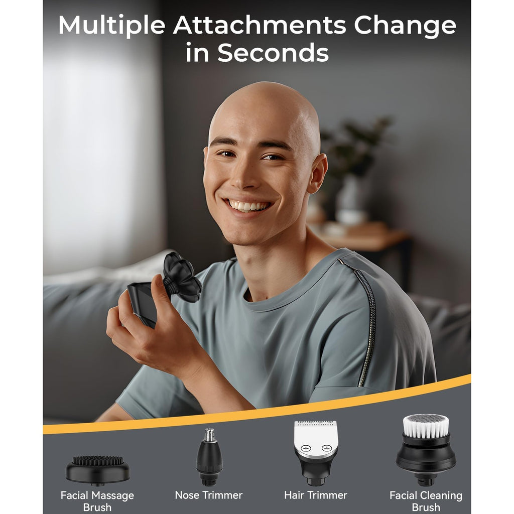 Head Shavers for Bald Men, 7D Head Shaver with LED Display, 3 Adjustable Modes, 10000 RPM High Speed Motor, Tornado Black