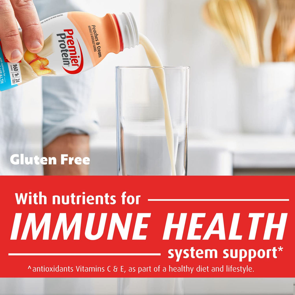 Buy now Premier Protein Shake, Peaches & Cream, 30g Protein, No Added Sugar, 24 Vitamins & Minerals to Support Immune Health, 11.5 fl oz, 12 Pack (Packaging May Vary) at indiglob india