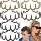 6 PCS Zig Zag Headbands Plastic Wavy Hair Head Band Comb with Teeth Hoop Accessories for Women Men Girls, Matte Morandi