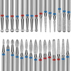 Buy now 30PCS Cuticle Nail Drill Bits Set: 3/32'' Nail Bits for Acrylic Gel Nail Prep Contain Flame/Ball/Needle/Safety Shape Heads, Remover Tools Efile Bits for Salon Home Manicure Pedicure Nail Tech at indiglob india