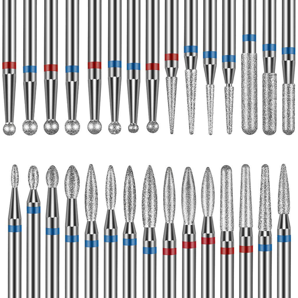 Buy now 30PCS Cuticle Nail Drill Bits Set: 3/32'' Nail Bits for Acrylic Gel Nail Prep Contain Flame/Ball/Needle/Safety Shape Heads, Remover Tools Efile Bits for Salon Home Manicure Pedicure Nail Tech Default at indiglob india