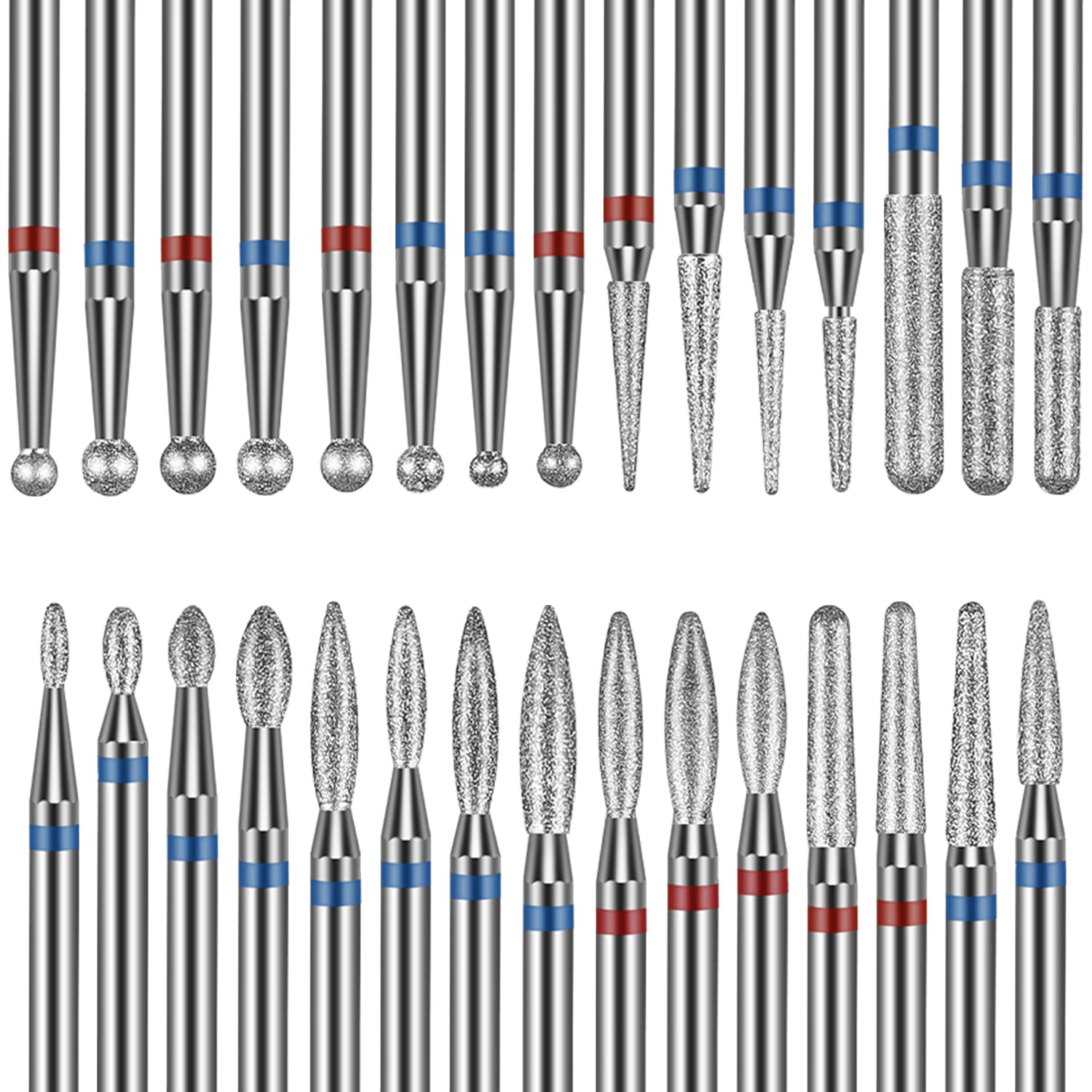 Buy now 30PCS Cuticle Nail Drill Bits Set: 3/32'' Nail Bits for Acrylic Gel Nail Prep Contain Flame/Ball/Needle/Safety Shape Heads, Remover Tools Efile Bits for Salon Home Manicure Pedicure Nail Tech Default at indiglob india