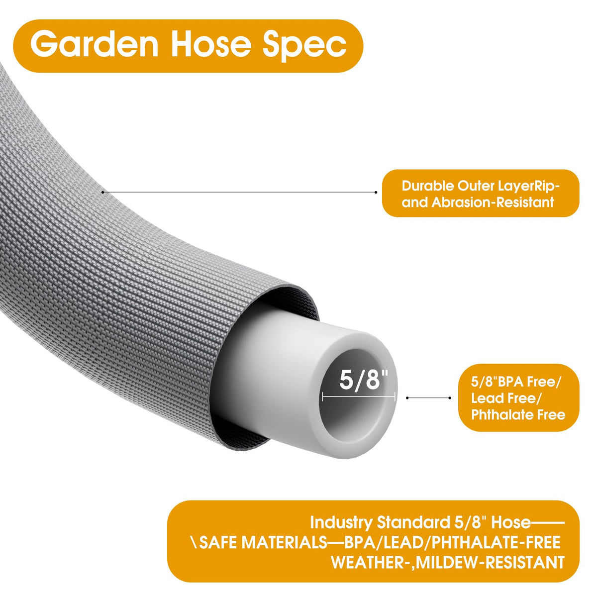 50 FT Garden Hose, Non-Expanding Water Hose, Ultra-Light & Flexible, Burst-Resistant, Kink-Free, High-Pressure Garden Hose All-Weather Use for Lawns, Gardens, and Outdoor Cleaning