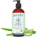 PURA D'OR ORGANIC Aloe Vera Gel Soothing Moisturizer, Lavender, 16oz | Fast-Absorbing, After-Sun Care, USDA Certified, Hydrating, Non-Sticky, Zero Artificial Preservatives, Vegan, Face, Hair, Body