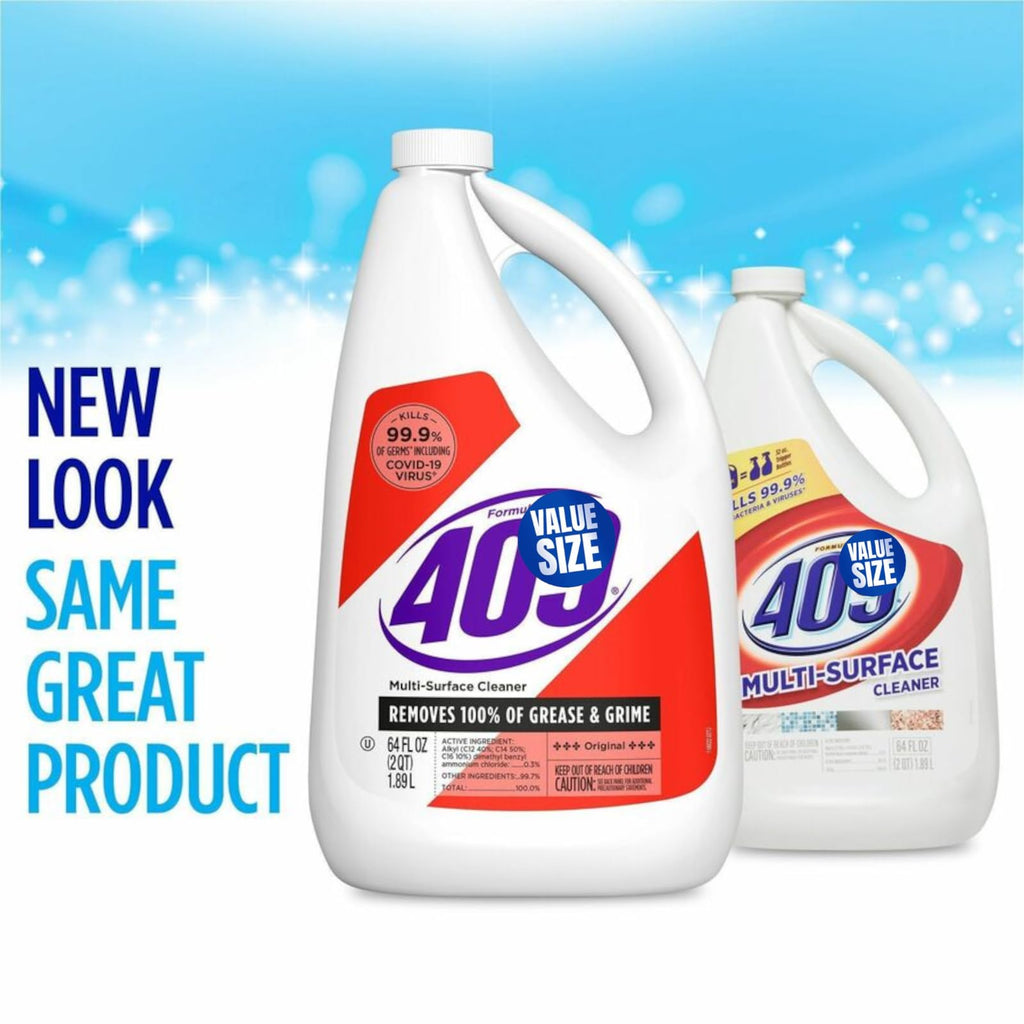 409 Multi-Surface Cleaner Antibacterial Degreaser Refill Bottle 64 oz Kills 99.9% of Germs bundled with Microfiber Cleaning Cloth