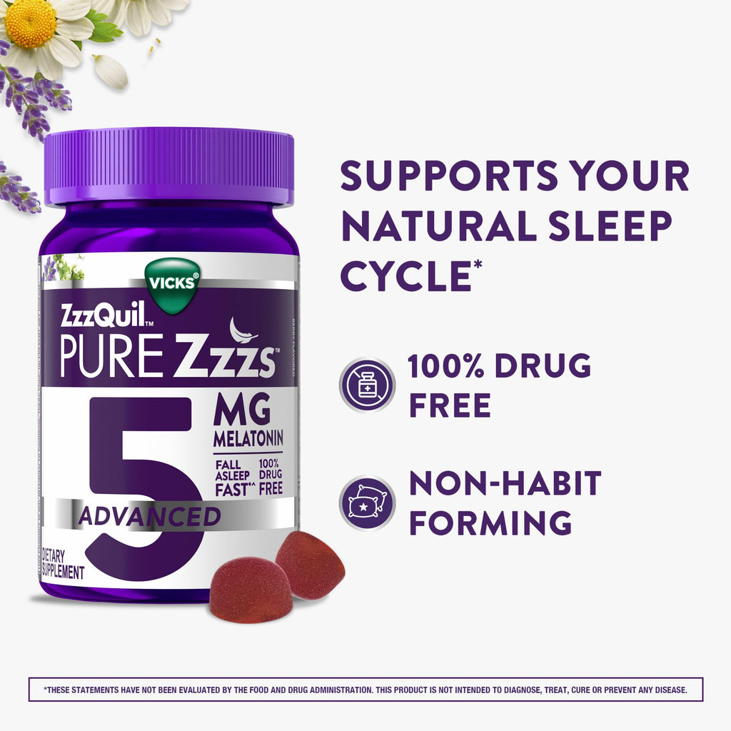 Buy now ZzzQuil Pure Zzzs Melatonin Gummies, Melatonin 5mg, Sleep Aid, with Chamomile & Lavender, Melatonin Sleep Gummies, Sleep Aids for Adults, Berry Flavored, 60 Sleep Gummies at indiglob india