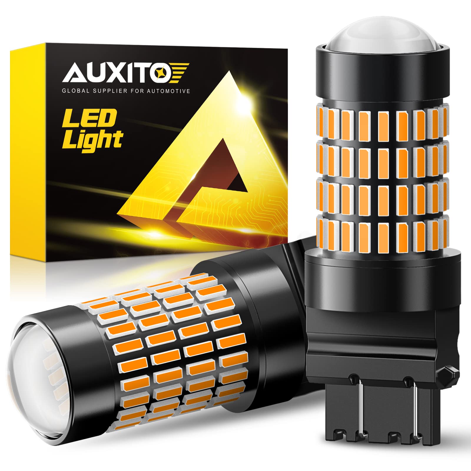 Buy now AUXITO 194 LED Light Bulb 6000K White 168 2825 W5W T10 Wedge 24-SMD 3014 Chipsets LED Replacement Light Kit Error Free for Car Interior Dome Map Door License Marker Lights, Pack of 10 Amber Yellow 3157 3156 at indiglob india