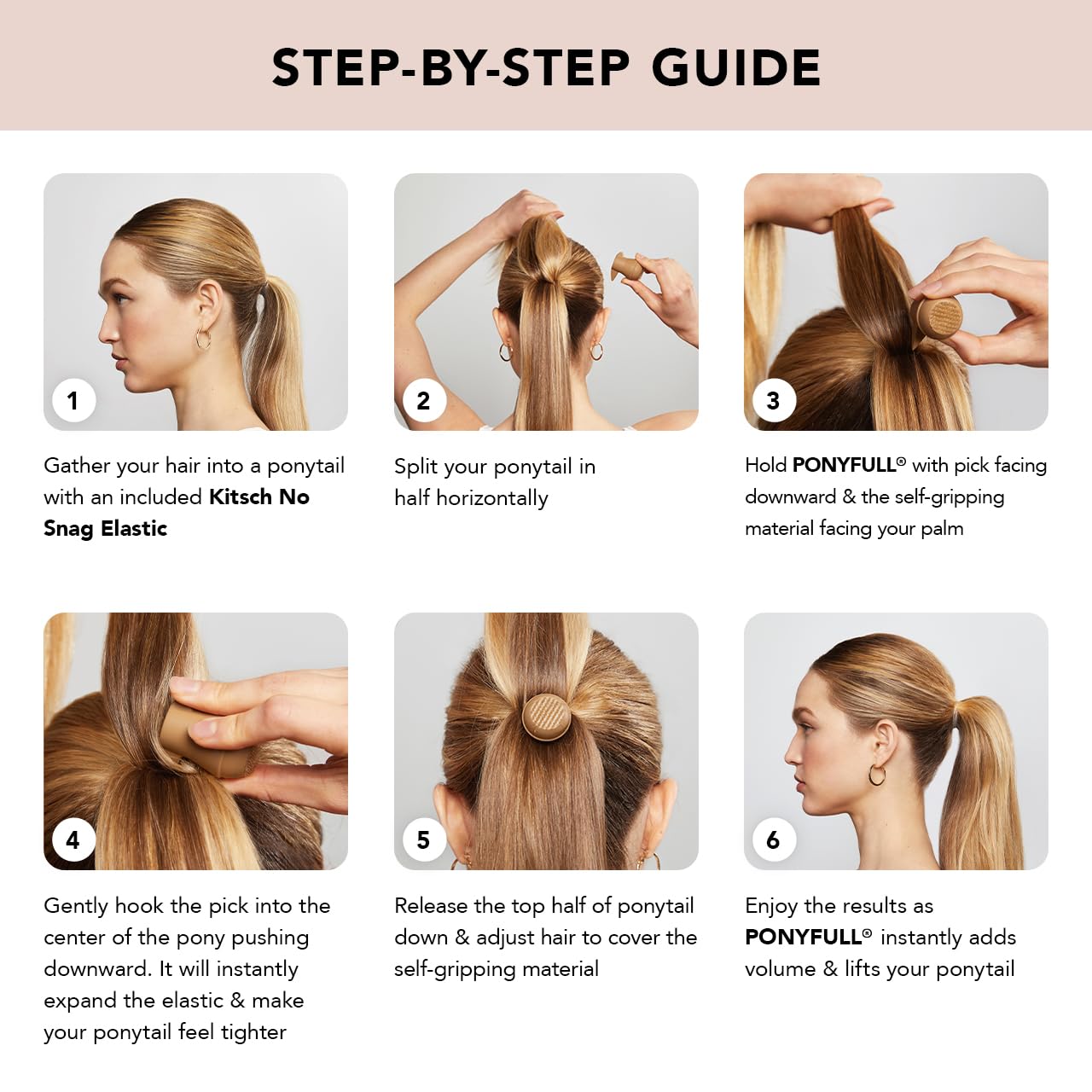 Buy now Kitsch PONYFULL Hair Volumizer Tool - Adds Lift and Style To Your Ponytail | Hair Bun Maker for Women | Ponytail Volumizer, Includes 3 No Snag Elastic Ties | Ideal Gifts for Women - (Blonde) at indiglob india