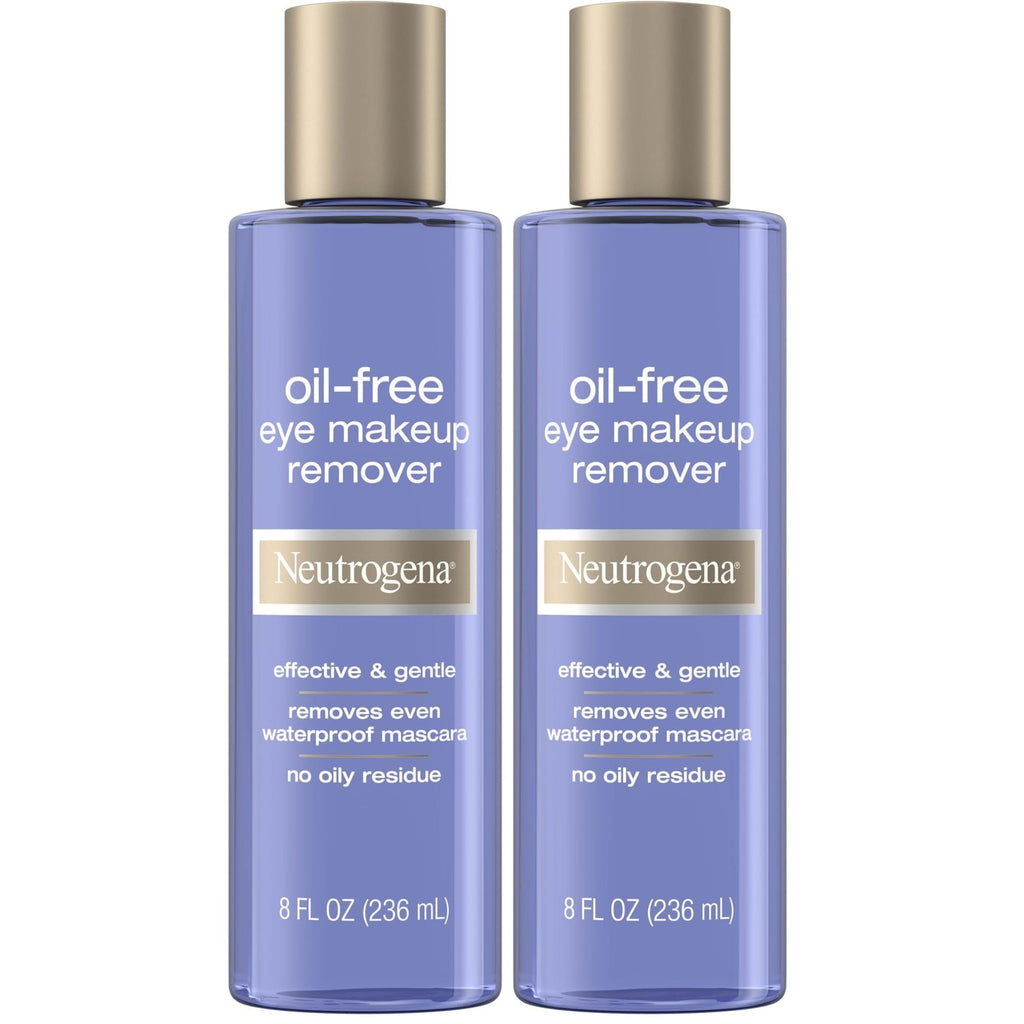 Neutrogena Oil-Free Eye Makeup Remover, 8 fl. oz | Gentle Cleanser for Sensitive Eyes, Dissolves Waterproof Mascara, Non-Greasy, Dermatologist & Ophthalmologist Tested