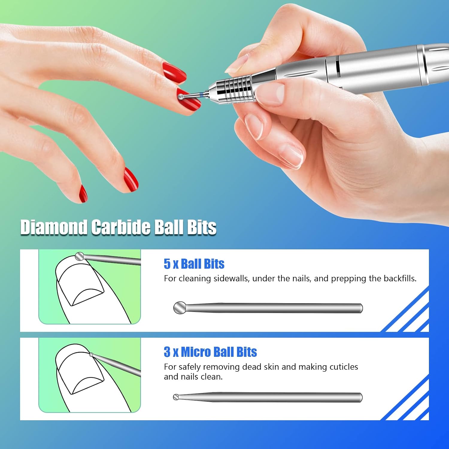 Buy now 30PCS Cuticle Nail Drill Bits Set: 3/32'' Nail Bits for Acrylic Gel Nail Prep Contain Flame/Ball/Needle/Safety Shape Heads, Remover Tools Efile Bits for Salon Home Manicure Pedicure Nail Tech at indiglob india