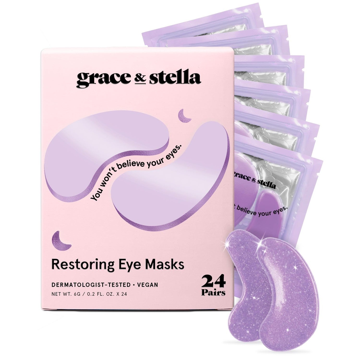 Buy now grace & stella Retinol Under Eye Patches for Puffy Eyes & Dark Circles - Restoring Gel Under Eye Masks with Hyaluronic Acid - Bridesmaid Gifts, Birthday Gifts for Women (Purple, 24 Pairs) Purple (24 Pairs) at indiglob india