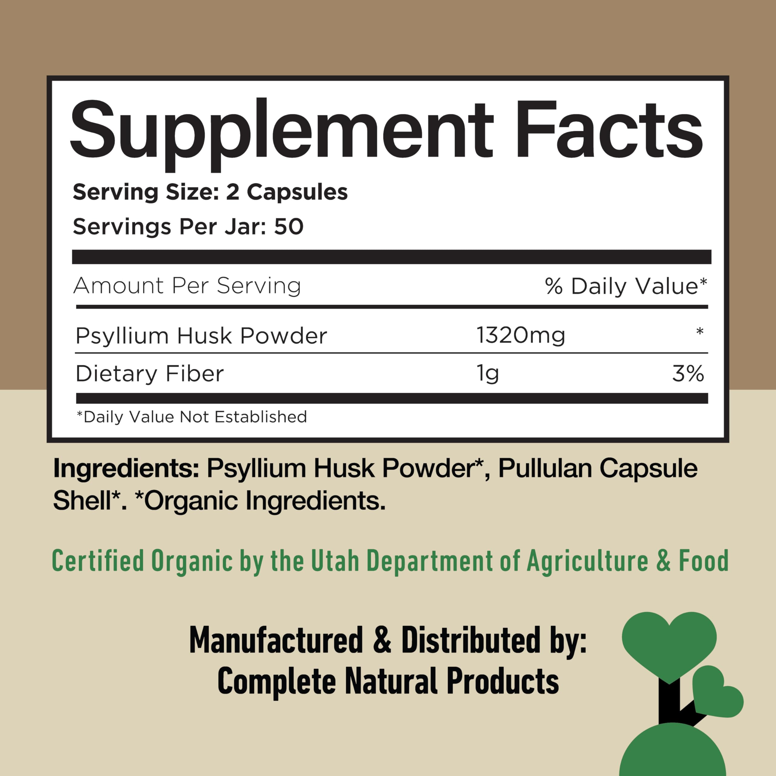 CNP | Organic Psyllium Husk Capsules 660mg - Fiber Caps, Colon Cleanse Aid | Organic psyllium husk capsules for fiber, digestive regularity and colon cleanse support; vegetarian, gluten free daily caps