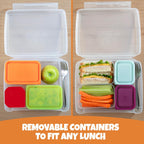 Buy now BentologyTM Clear Bento Lunch Box Set w 5 Removable Nesting Containers- Adapt Inner Compartment Portion Sizes- Meal Prep Snack Holders for Back to School, Leakproof Durable & BPA Free- Dishwasher Safe at indiglob india