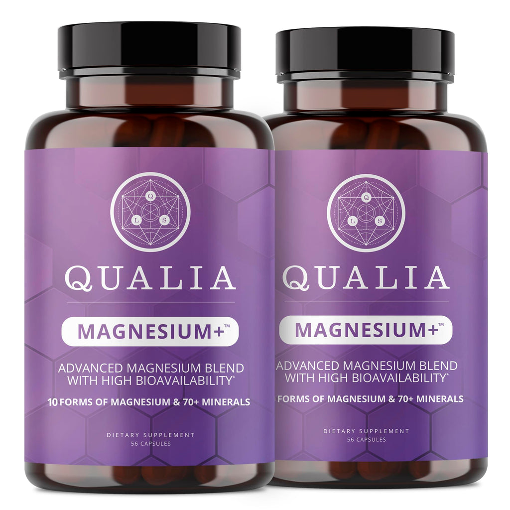 Qualia Magnesium Supplement with Glycinate, 10 Forms and 70+ Minerals | Magnesium complex for women & men with citrate & taurate, for sleep & muscle recovery; clinically studied, high absorption