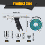 Airbrush Kit, Air Brush Painting Set, Double Action Trigger Airbrush Gun with 0.3mm/0.5mm/0.8mm Needles, 2cc/5cc/13cc Paint Cup, Airbrush Spray Tool Set for Painting Nails Cake Tattoo Makeup