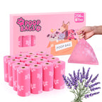 Poop Bags Rolls 256 Count - 9x13 Inches Pink Thickened Leakproof Lavender scent Poo Bags for Dogs, Pet Waste Bags for Walking, Home, Travel