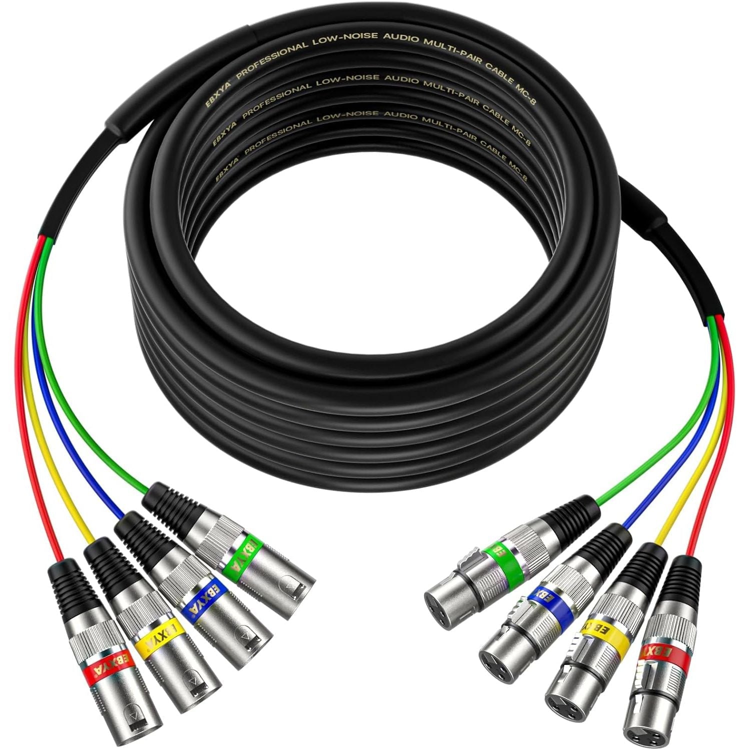 Buy now EBXYA 3 Ft XLR Snake Cables 4 Colored, 4-Channel Microphone Patch Cable XLR Male to Female, Recording Snake for Live, Recording, Studios 2 Pack 1 Pack 50 Feet at indiglob india