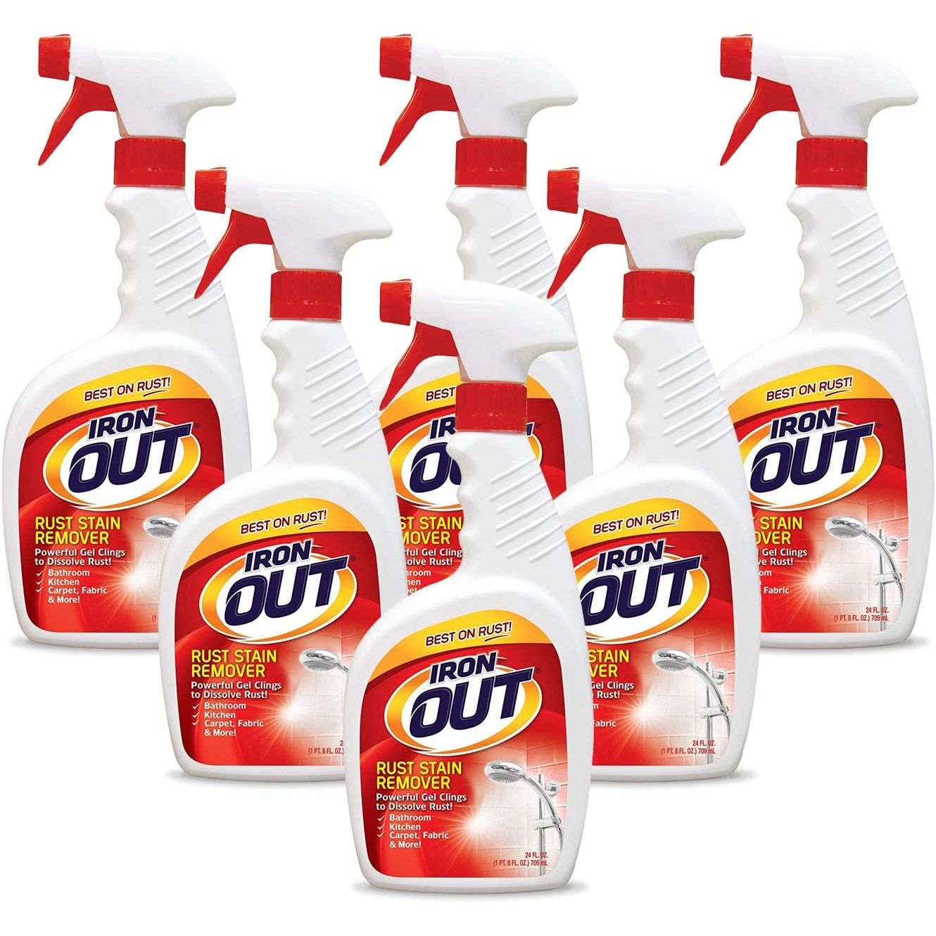 Buy now Iron OUT Rust Stain Remover Spray Gel, Remove Rust Stains in Bathrooms, Kitchens, Laundry, and Outdoors, Made in the USA, 24 Ounces 24 Ounce (Pack of 6) Spray Gel at indiglob india