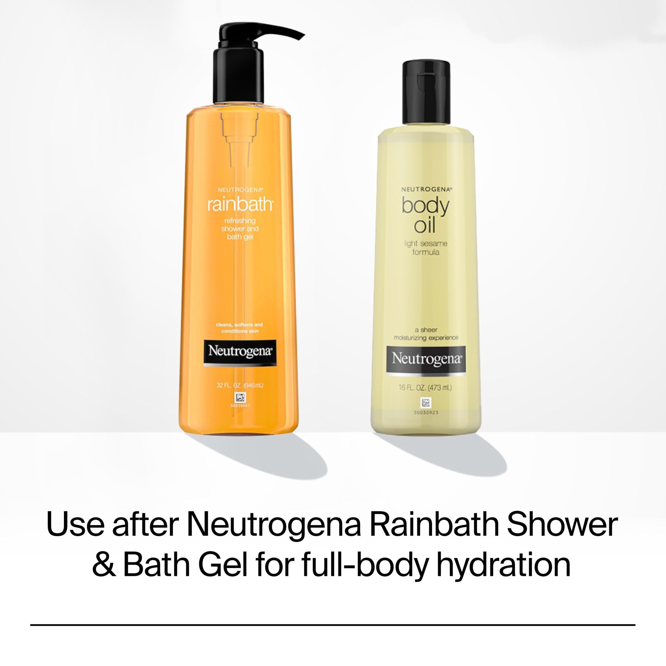 Neutrogena Body Oil Light Sesame Formula, 16 fl. oz | Nourishing Moisturizer, for Before- and After-Shower Application, Lightweight, Non-Greasy Feel