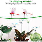 PWireless 8 Pack 3D Dragonfly Clips, Realistic Fake Dragonflies with Stakes