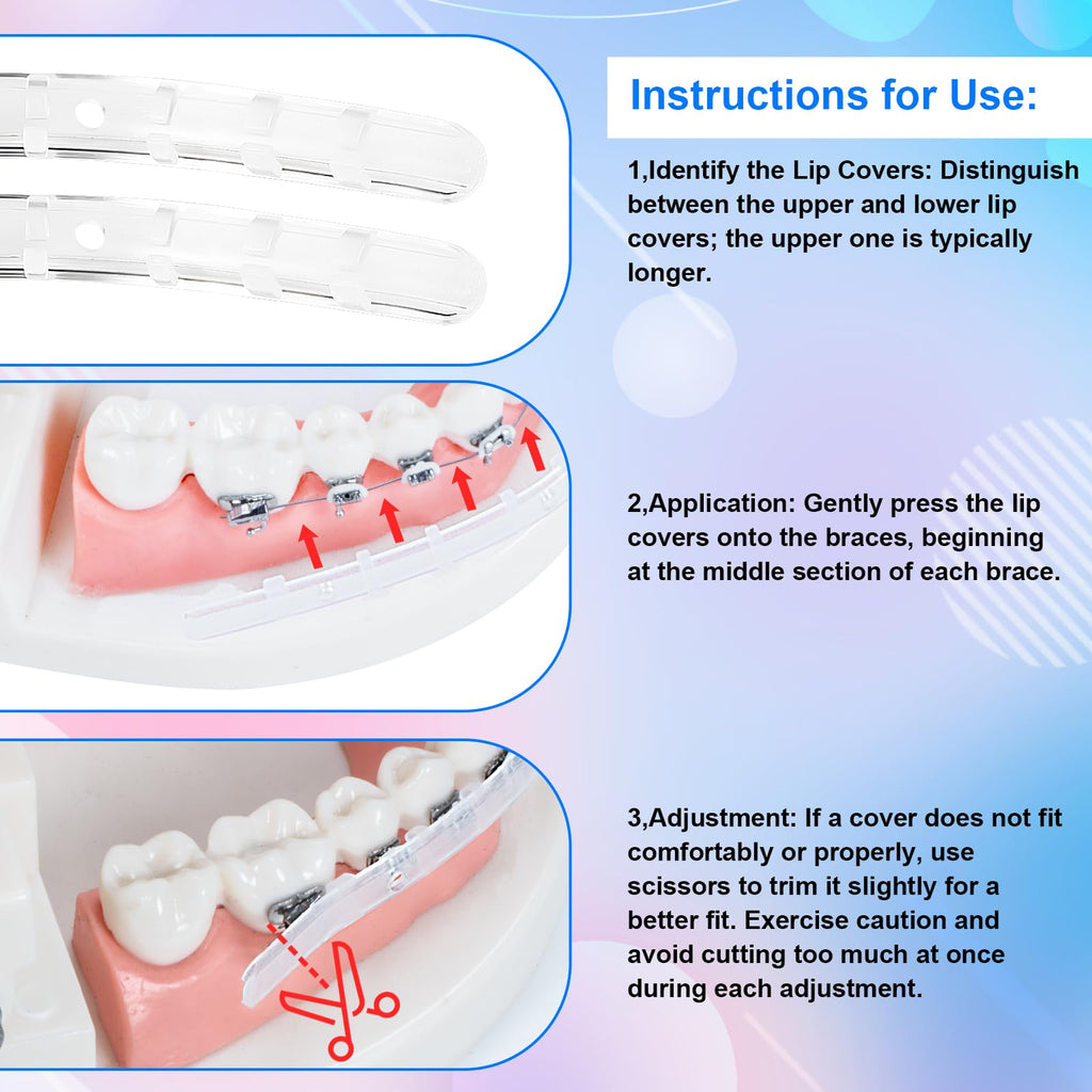 Comfort Cover for Braces, Lip Protector Mouth Guard Lip Cushion Teeth Shield Bumper for Brackets, Aligner, Dental Wax Alternative, Hard and Rigid Clip, in Portable Storage Case with Mirror