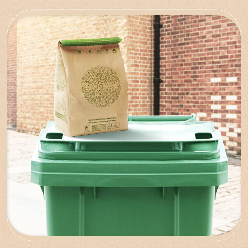Hytrend-Kitchen Food Waste Bag-35 Bags-%100 Compostable paper Bag - Leak Resistant Liner - Small-Certified by BNQ and BPI,CMA-I,CMA-W