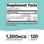 Nutricost Folic Acid for Women (Vitamin B9) 1200 mcg, 120 Capsules