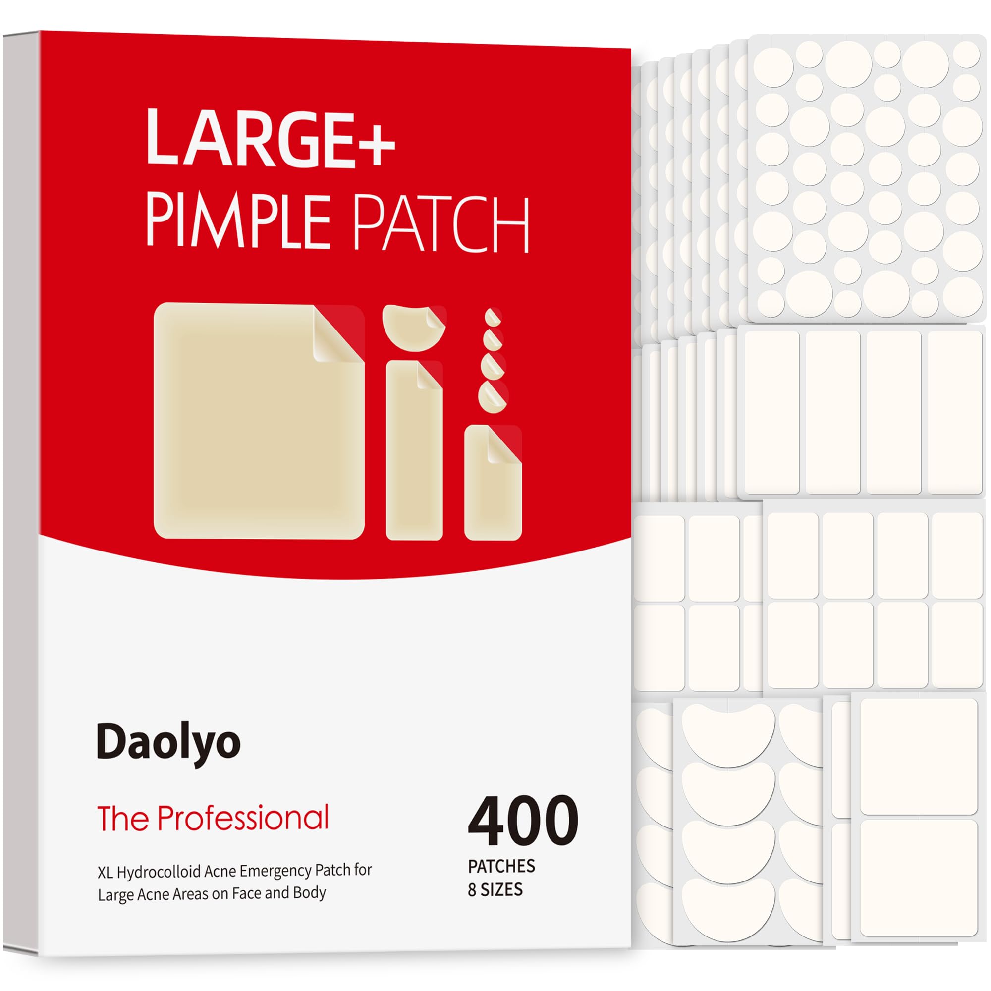 Daolyo Pimple Patches for Face, 4 Size 300 Counts Hydrocolloid Acne Patches | Pimple Patches for Covering Zits and Blemishes, Spot Stickers with Salicylic Acid, Tea Tree Oil & Calendula Oil