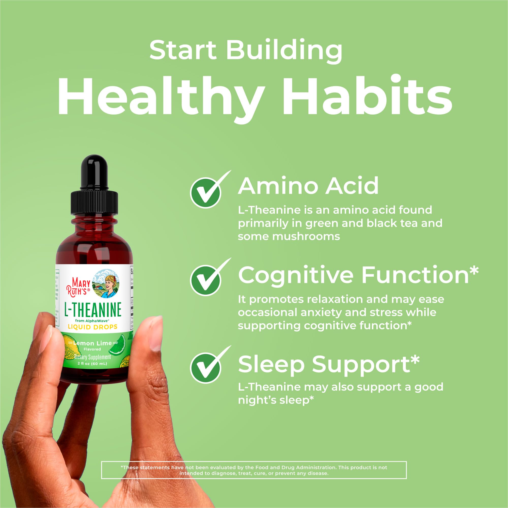 MaryRuth's L Theanine 200mg Liquid Drops for Adults & Kids, 30 Servings | Mood Support, Focus Supplement, Natural Sleep Support, Vegan, Non-GMO