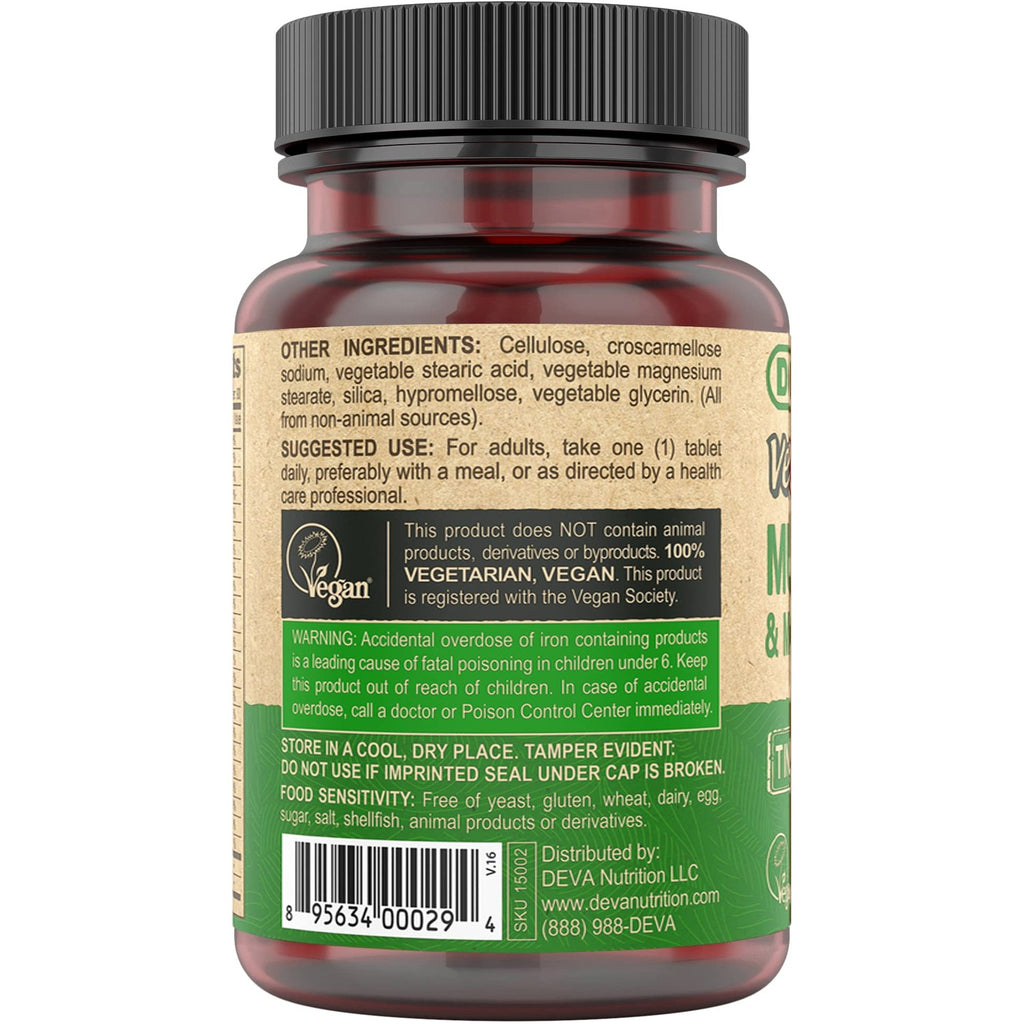 Deva Vegan Multivitamin & Mineral Supplement, Tiny Tablets, Easy to Swallow, 90 Tablets