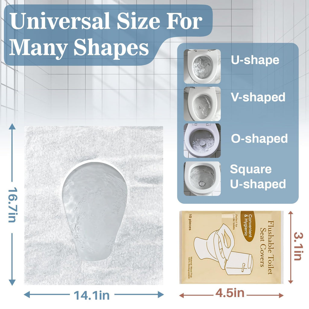 RAINFLOW Toilet Seat Covers Disposable - 100 Count Portable Flushable Paper