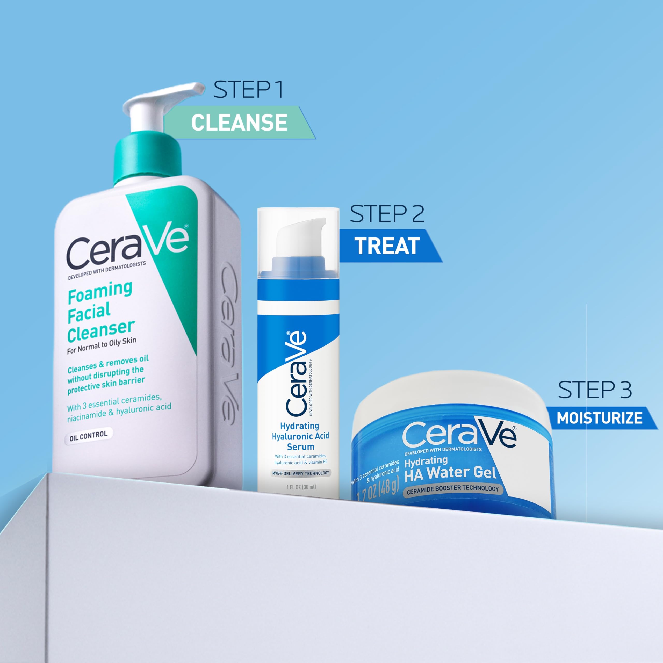CeraVe Hydrating Hyaluronic Acid Water Gel Moisturizer for Face, 17oz | Lightweight Water Gel with Ceramides, Niacinamide and Hyaluronic Acid For Plumping Hydration, Safe For Sensitive Skin