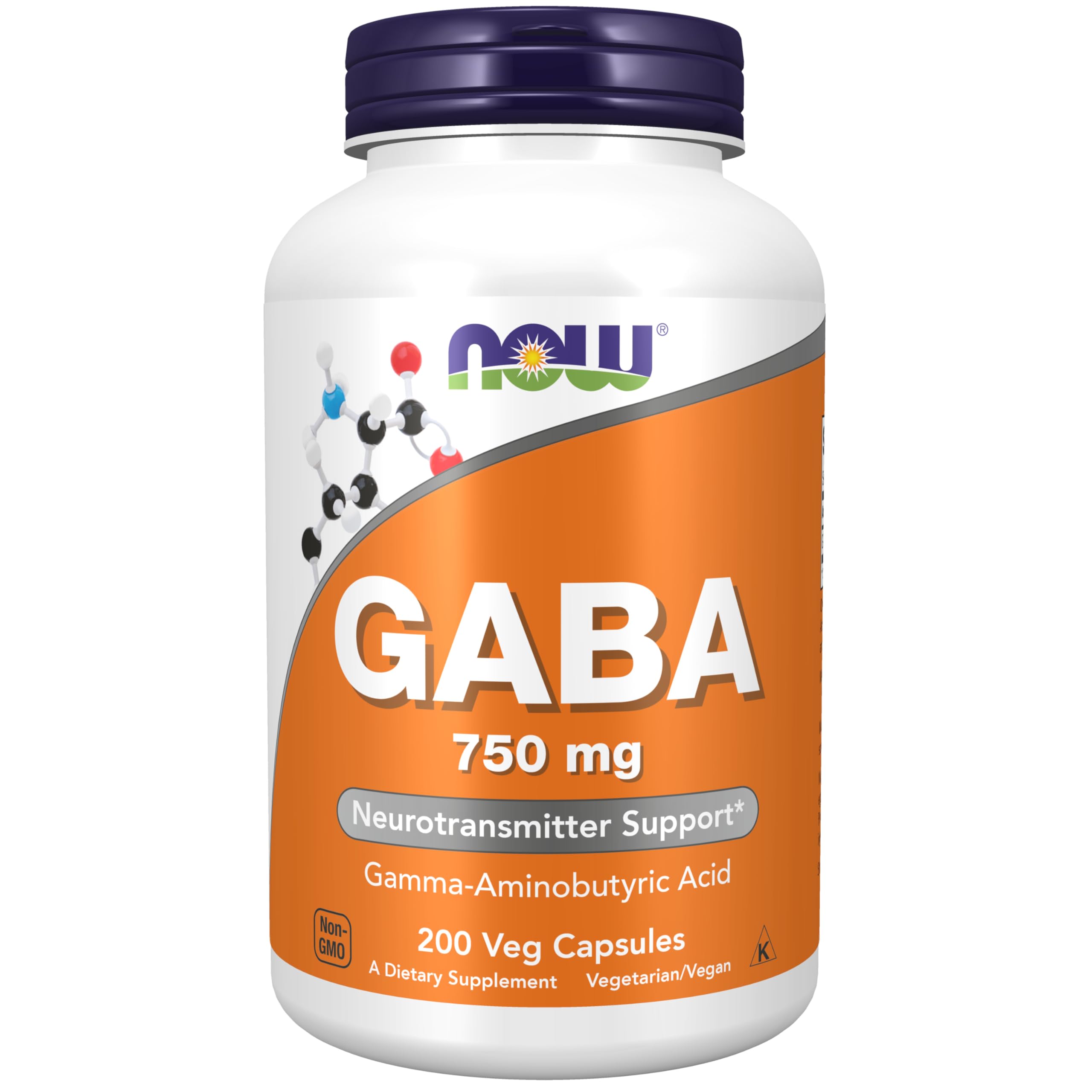 Buy now NOW Foods Supplements, GABA (Gamma-Aminobutyric Acid) 750mg, Neurotransmitter Support*, 200 Veg Capsules at indiglob india