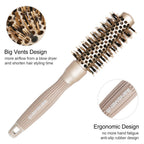 BANGMENG Round Brush with Boar Bristles, 1 inch Barrel, Nano Thermal Ceramic Ionic Tech for Straightening and Blow Drying, Gold
