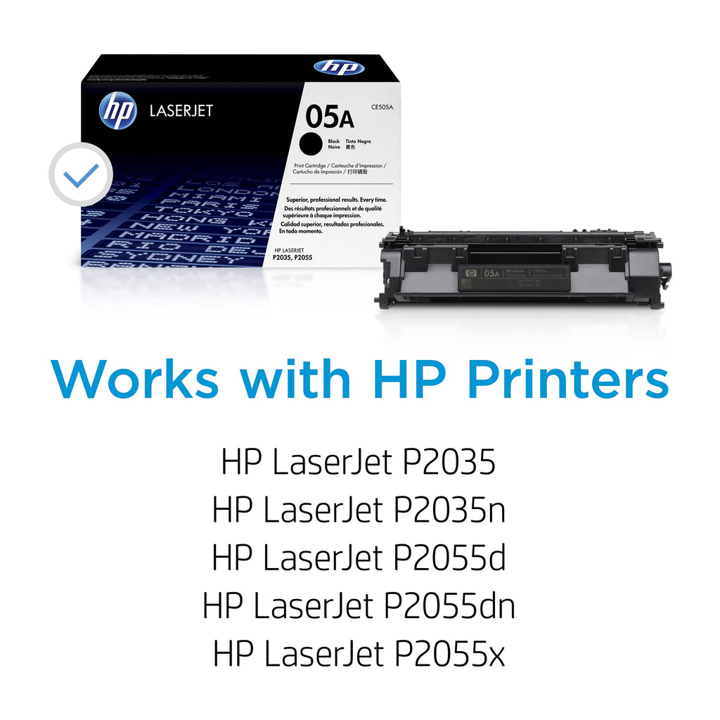 HP 05A Black Toner Cartridge | Works LaserJet P2035, P2055 Series | CE505A