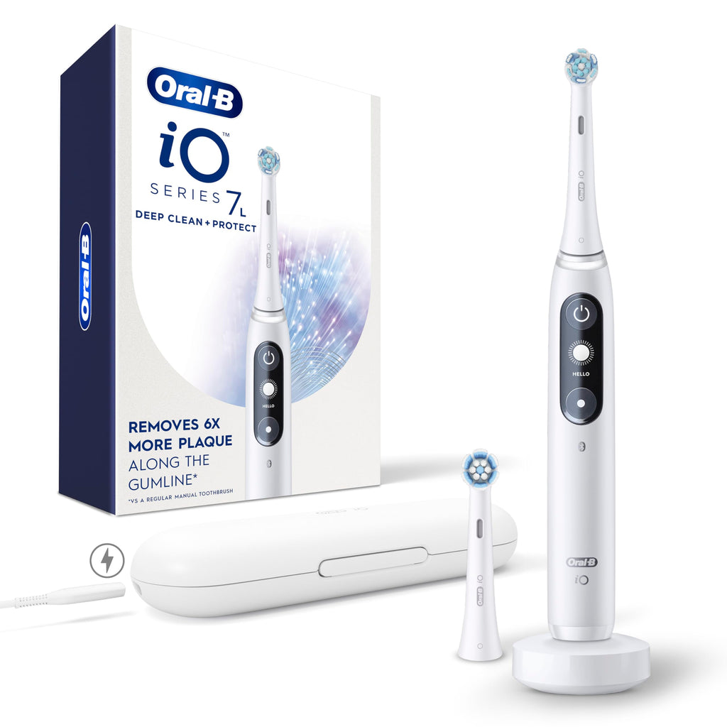 Buy now Oral-B iO Deep Clean + Protect Rechargeable Electric Toothbrush, White, iO Series 7, 2 Replacement Brush Heads, Charging Travel Case at indiglob india